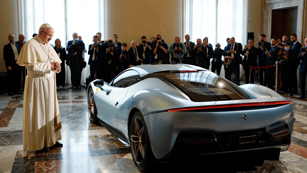 Así ha sido la presentación del Ferrari Luce 100% eléctrico junto con el Papa León XIV