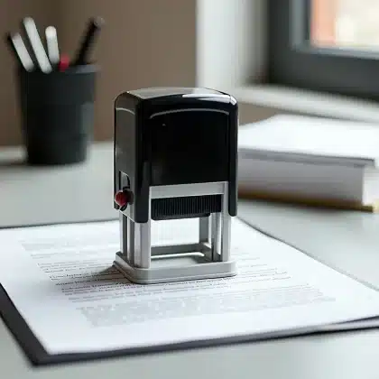 Manos sobre documentos legales y una carpeta parlamentaria en una oficina iluminada